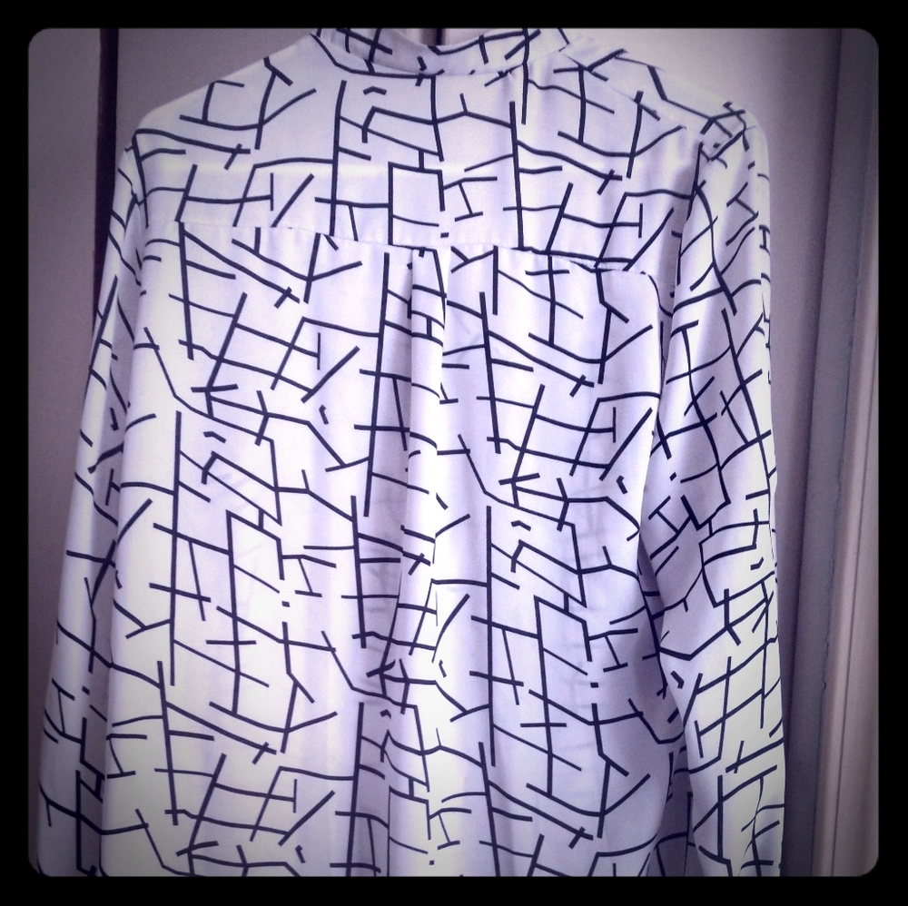 White with black pattern blouse
